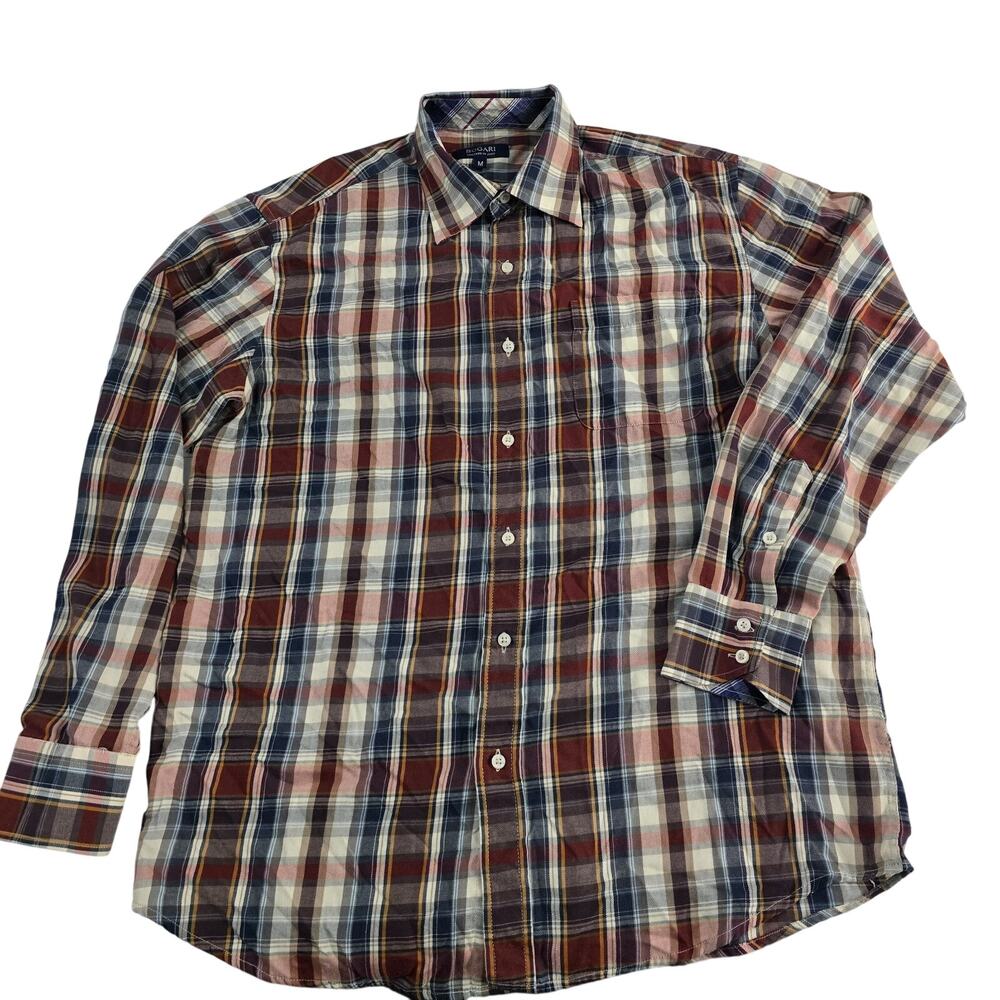 Bogari long sleeve button down shirt M plaid‎ Italy 6889 fall
